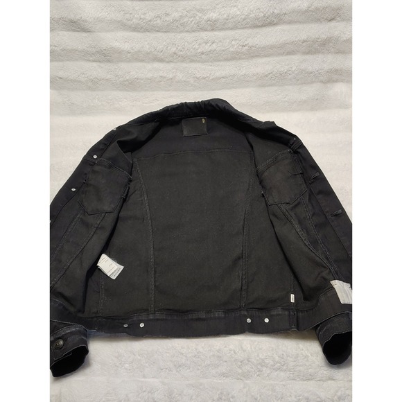 R13 Distressed Denim Jean Trucker Designer Jacket Black Made In Italy Men's Sz S - Picture 6 of 12